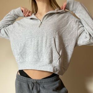 Cropped Heather Grey Quarter Zip